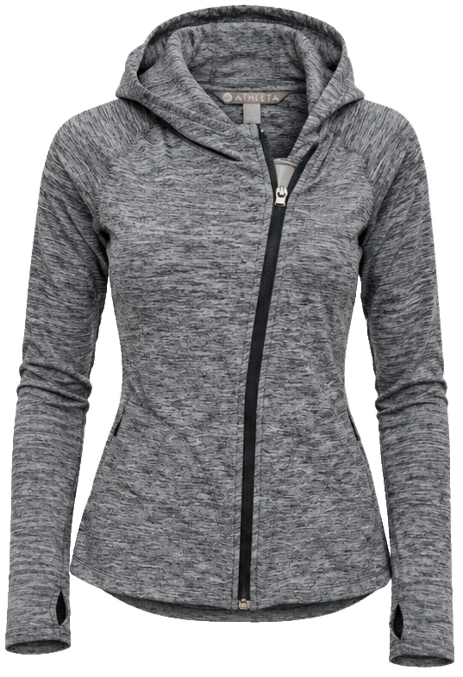 Athleta Women’s Small Gray Heather Full Zip Hoodie Jacket Thumbholes Stretch